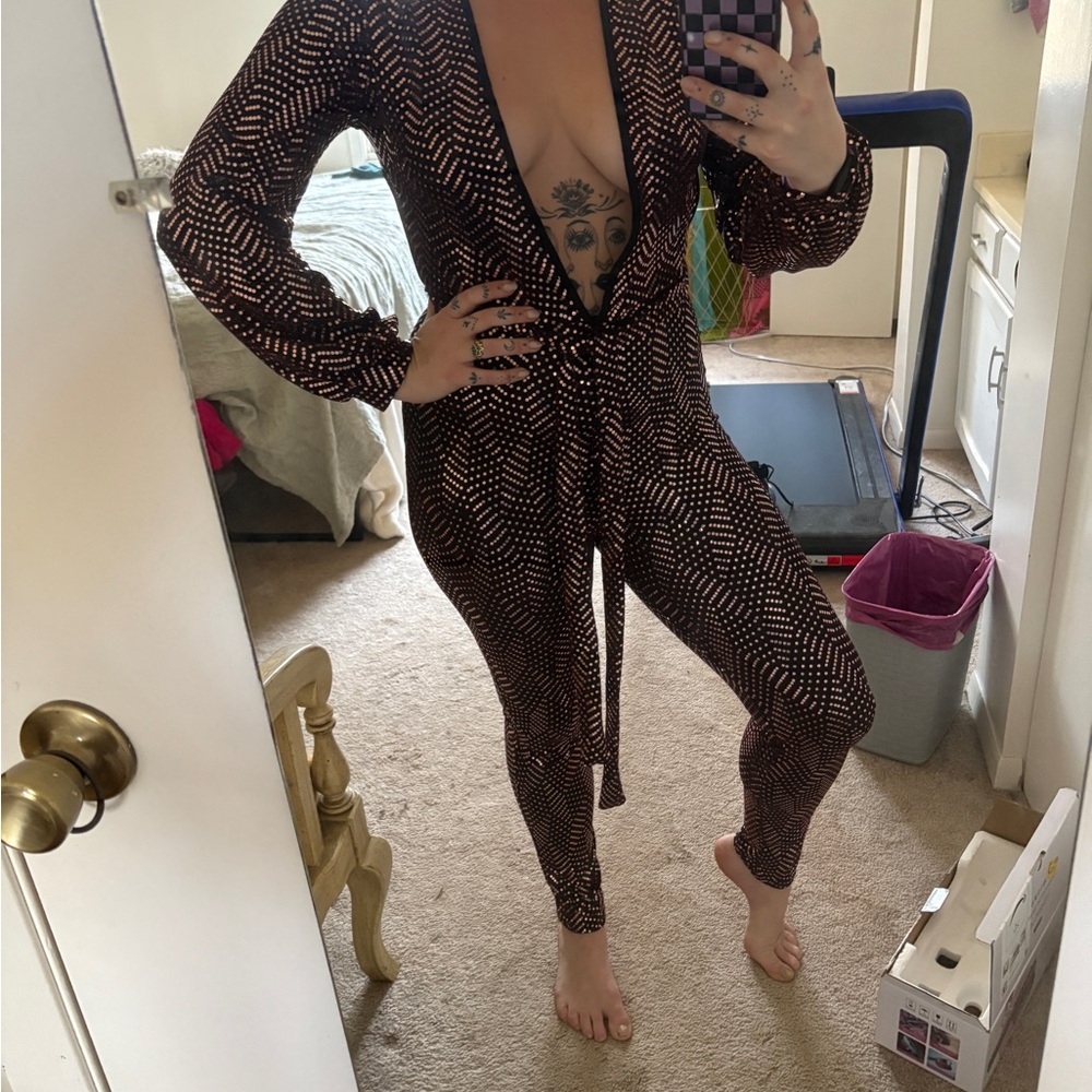 Stylish Black and Brown Jumpsuit